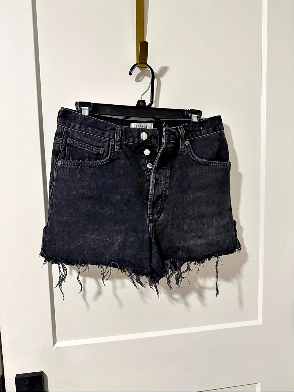 AGOLDE Parker Short Denim Cutoff Shorts Black Size Small
